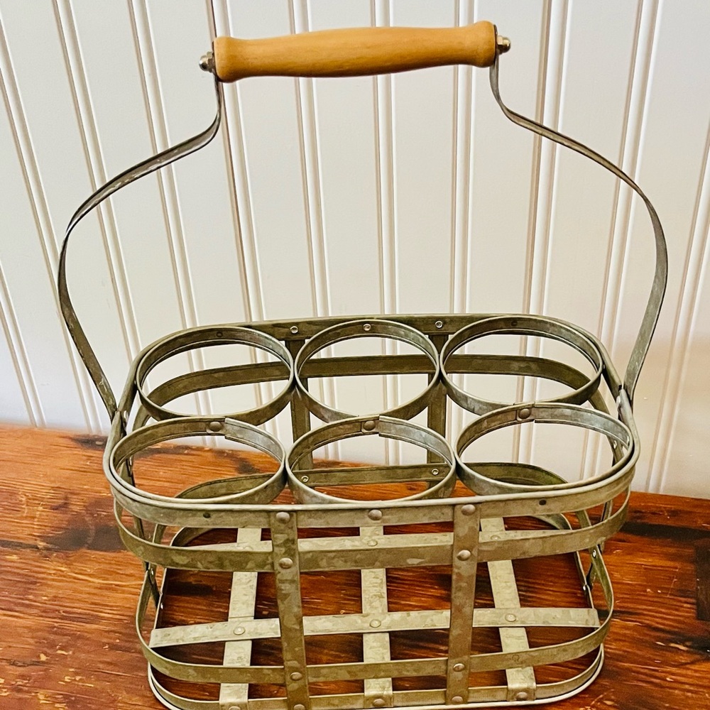 French Farmhouse Style Wine Bottle Carrier Holder